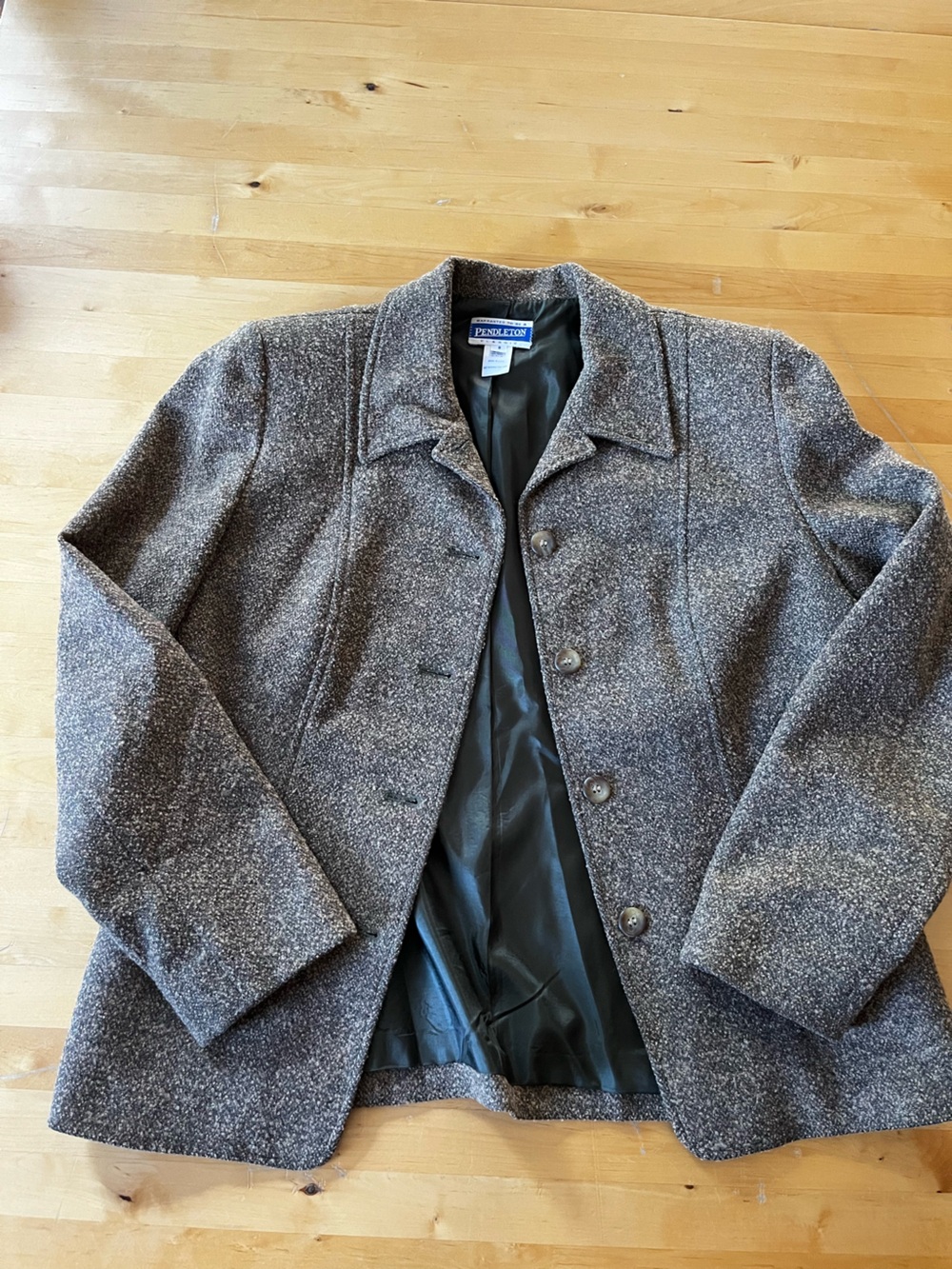 Pendleton Women's Brown Speckled Wool Pea Coat